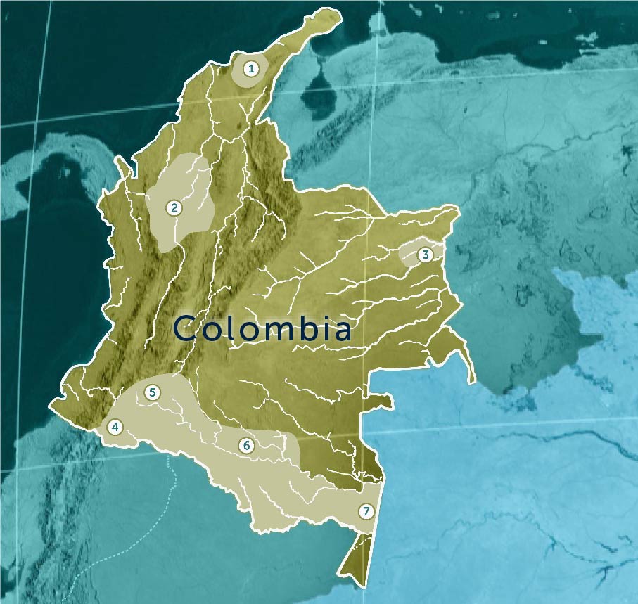Map of Colombia .