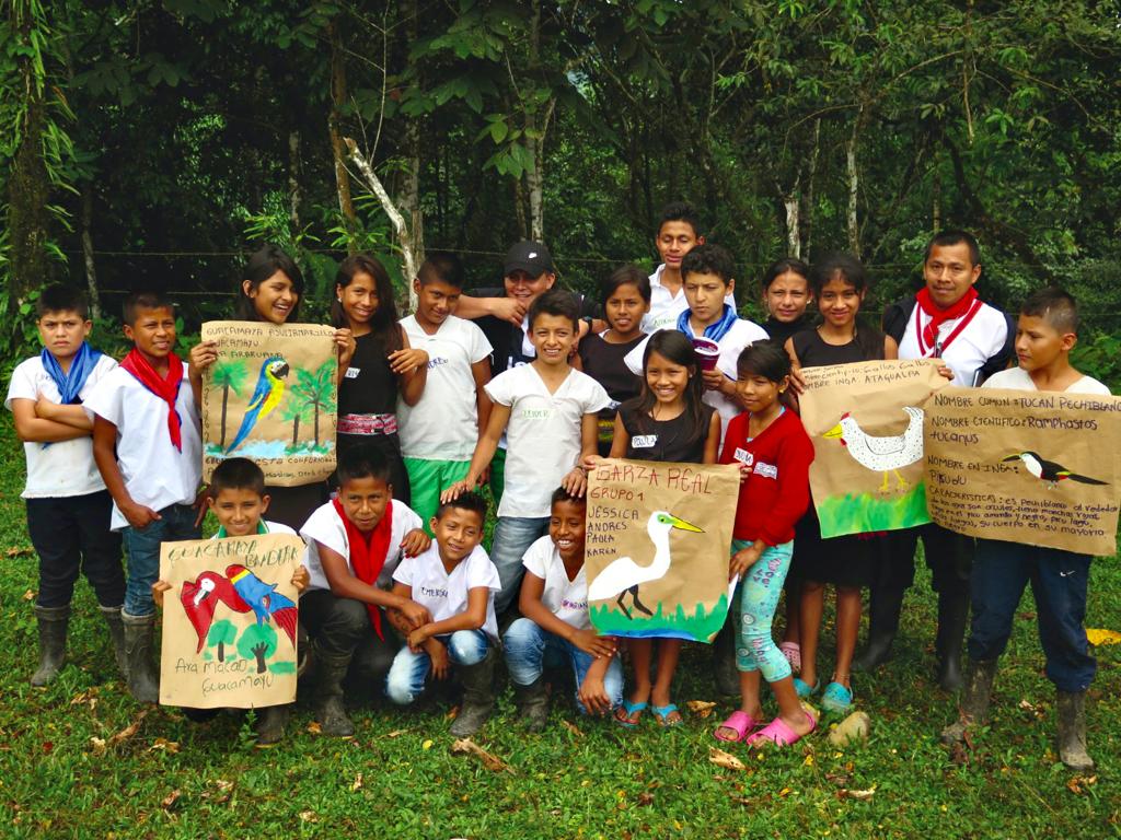 Yachaikury School students in a bird monitoring workshop