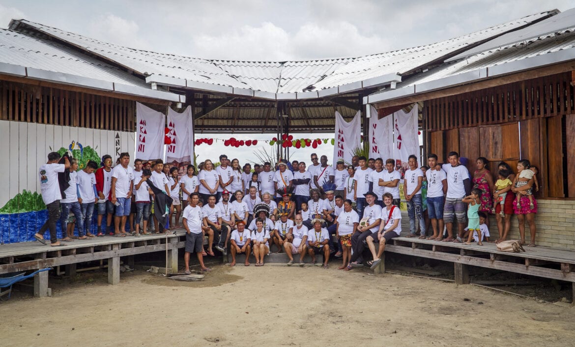 Kapai and Aretina Guardians of Knowledge Center inauguration in the Tiriyó village of Urunai, Brazil. Photo by Amanda Lelis.