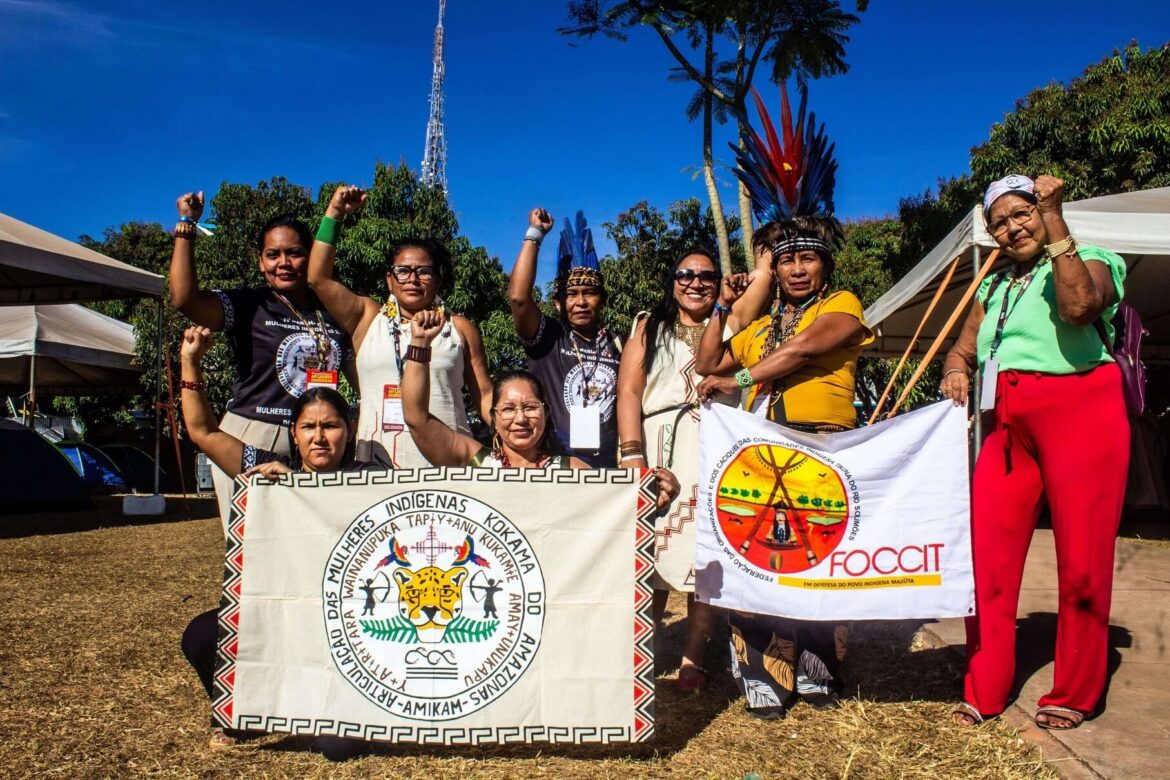 Part of the Alto Solimões delegation at the Indigenous Women’s March with support from ACT-Brasil.