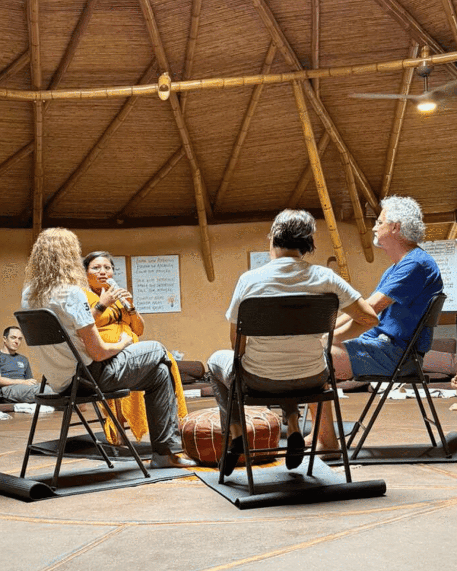 Fishbowl activity. In the photo: Marinete Tukano (Indigenous partner), Denise Castronovo (Board member), Minu Parahoe (Program Director, Guianas) and Johan van de Gronden (DOB Ecology).